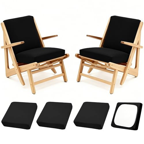 MRGSDL Patio Stretch Cushion Covers, Outdoor Sofa slipcovers for Patio Furniture Cushion Covers, Washable Reusable Furniture Protector (4, Black) | Amazon (US)