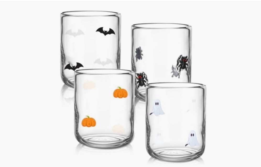 4 Pcs Halloween Glass Cups Set, Pumpkins, Ghosts, Spiders, Bats - 14oz

#LTKParties #LTKHome #LTKSeasonal