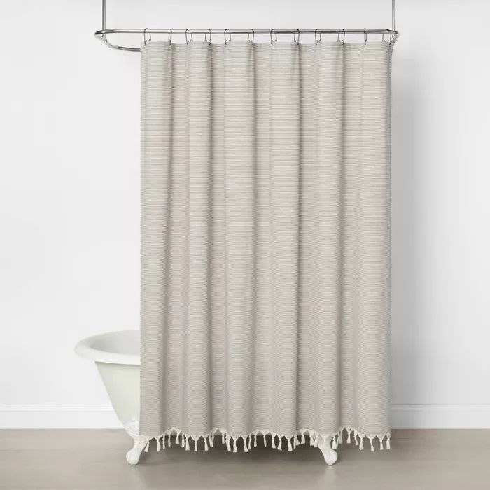 Railroad Stripe Shower Curtain Gray - Hearth & Hand™ with Magnolia | Target