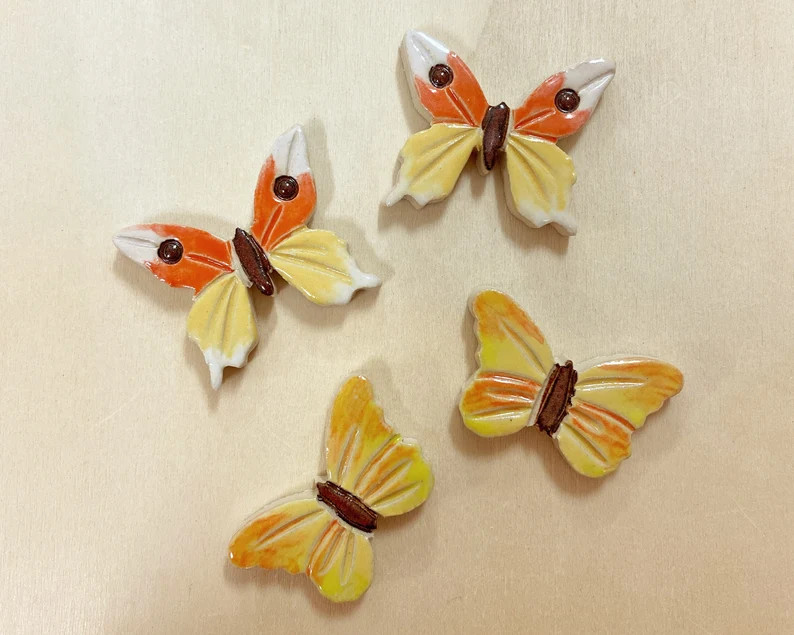 Ceramic Butterfly Tiles Set for Mosaic Making and Wall Art, Mosaic Tiles 4 Pieces - Etsy | Etsy (US)