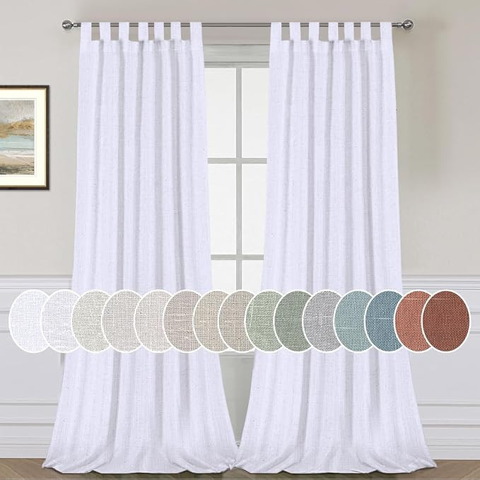 Living Room Linen Curtains Home Decorative Tab Top Curtains Privacy Added Energy Saving Light Fil... | Amazon (US)