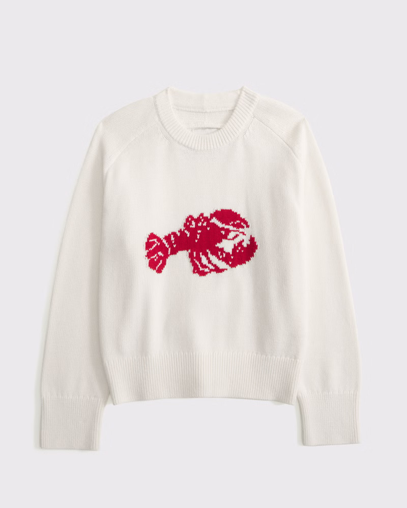 Abercrombie & Fitch Women's The A&F Madeline Lobster Crew Sweater in Cream - Size XXS | Abercrombie & Fitch (US)
