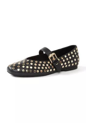 DV Dolce Vita Women's Mulaney Studded Flats, Gold, 7M | Belk