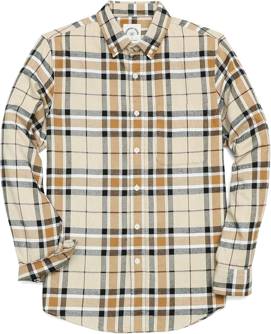 Dubinik® Mens Flannel Shirt Long Sleeve Plaid Flannel Shirt for Men Soft 100% Cotton Casual Butt... | Amazon (US)