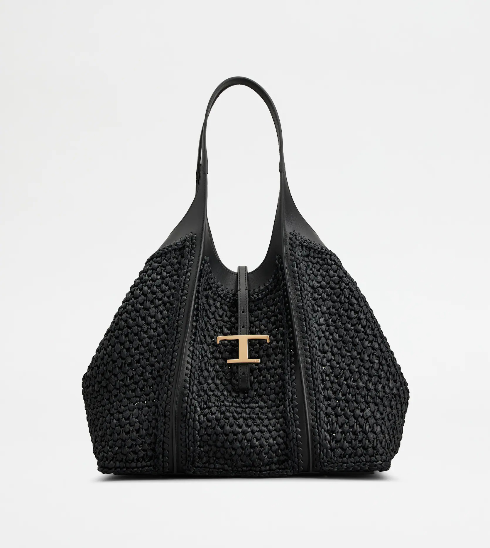 Bolso Shopping T Timeless en Rafia y Piel Mediano | Tods