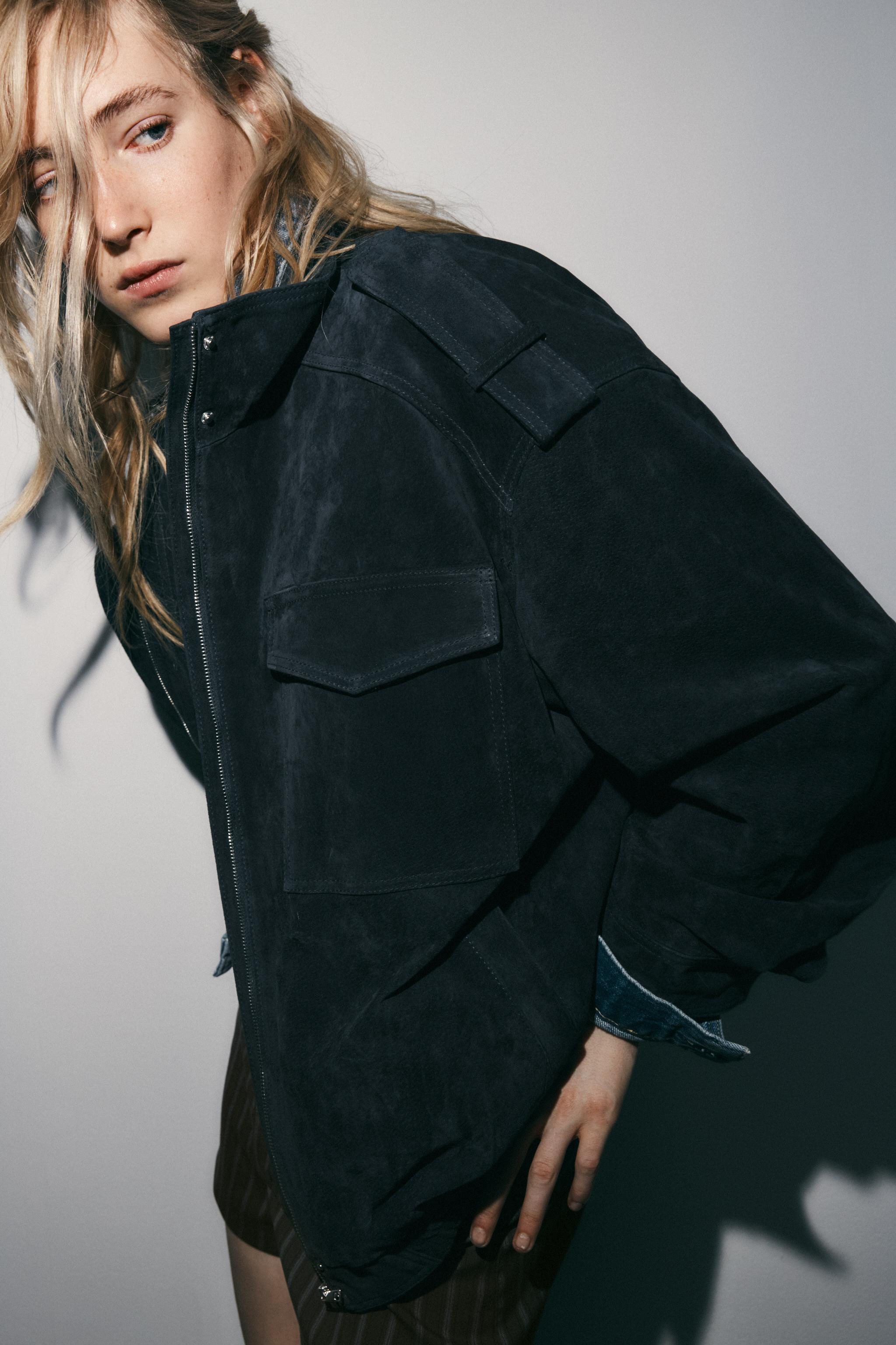 100% SUEDE LEATHER POCKETS JACKET | Zara US