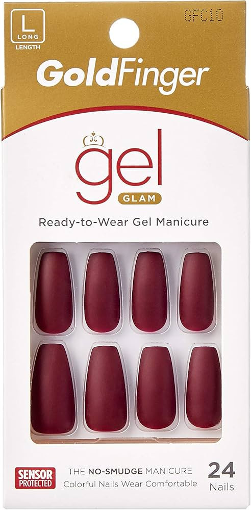 Gold Finger Full Cover Nails Gel Glam Ready to Wear Gel Manicure Long Nails | Amazon (US)