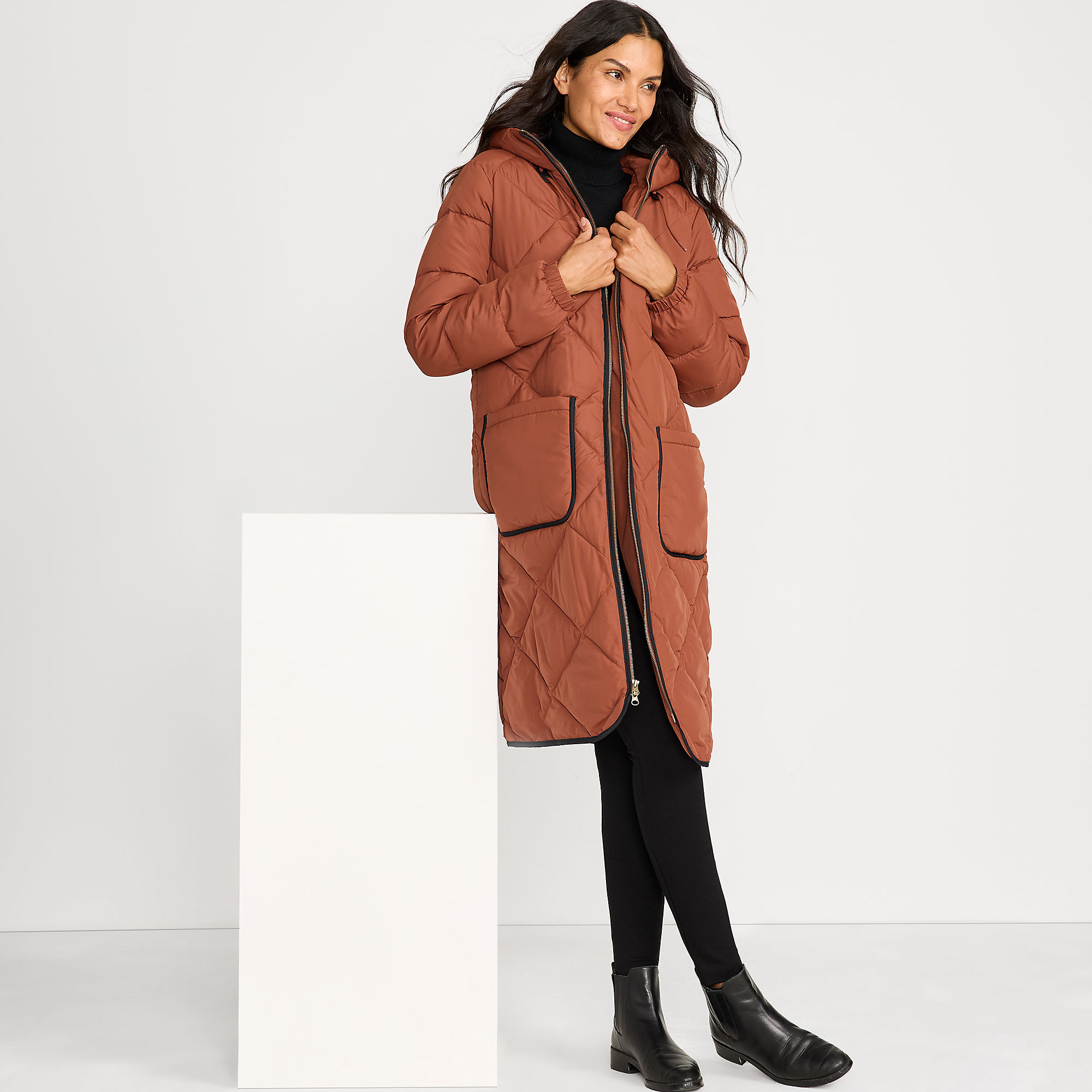 Women's FeatherFree Insulated Diamond Quilted Maxi Coat | Lands' End (US)