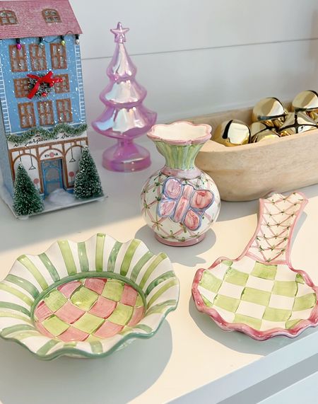 The Mackenzie Childs Katey McFarlan collection is the absolute cutest! You can purchase as a trio or individual! The bud vase is so darling for shelf/table decor! And I love the berry bowl for holding jewelry, hair accessories, little soaps, etc!🌸 

#LTKHoliday #LTKhome #LTKsalealert