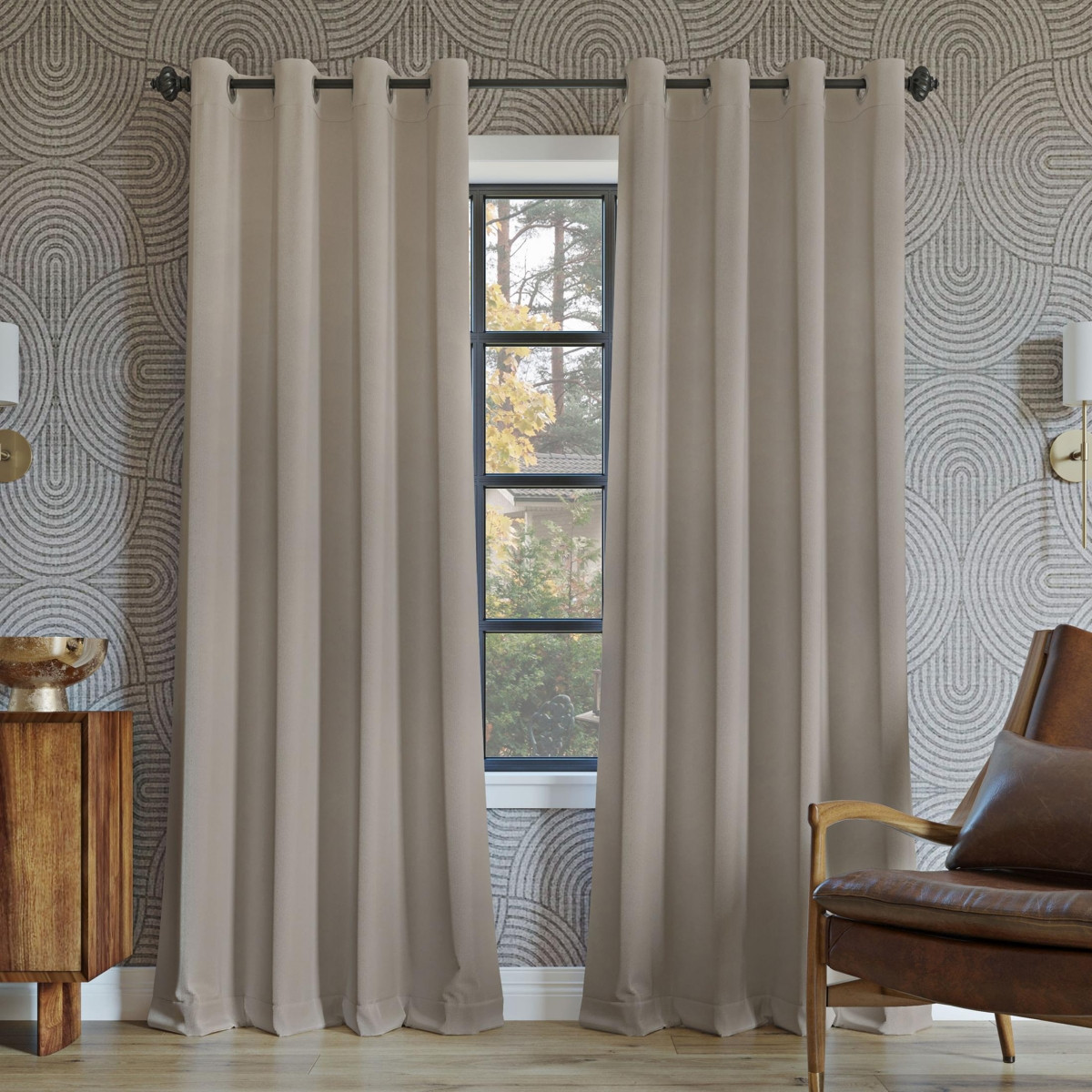 Oslo Theater Grade Extreme 100% Blackout Grommet Curtain Panel - Stone | Macy's