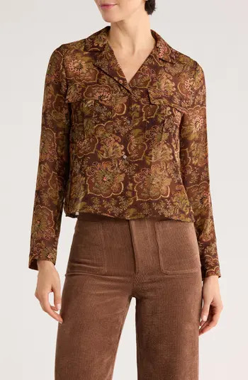 T Tahari Print Long Sleeve Crop Blouse | Nordstromrack | Nordstrom Rack