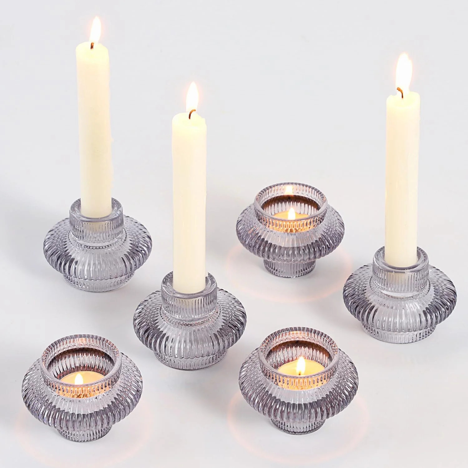 Glass Candle Holders, Set of 6 Taper Candle Holders, Tea Light Candle Holders, Candlestick Holder... | Walmart (US)