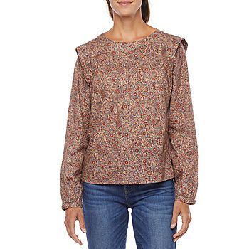 a.n.a Womens Crew Neck Long Sleeve Blouse | JCPenney