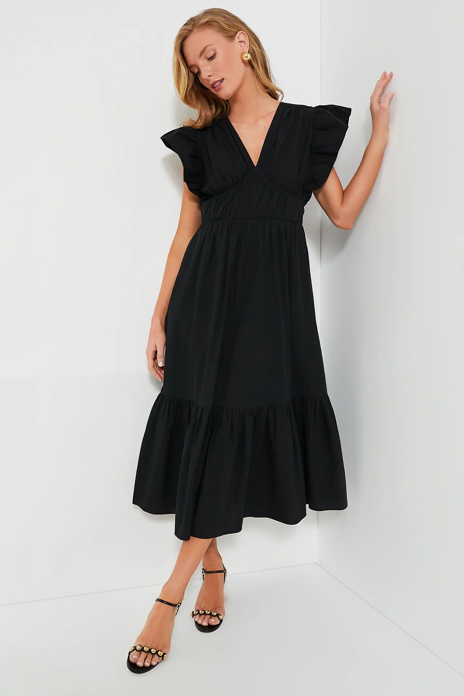 Black Sutton Flutter Sleeve Maxi Dress | Tuckernuck (US)