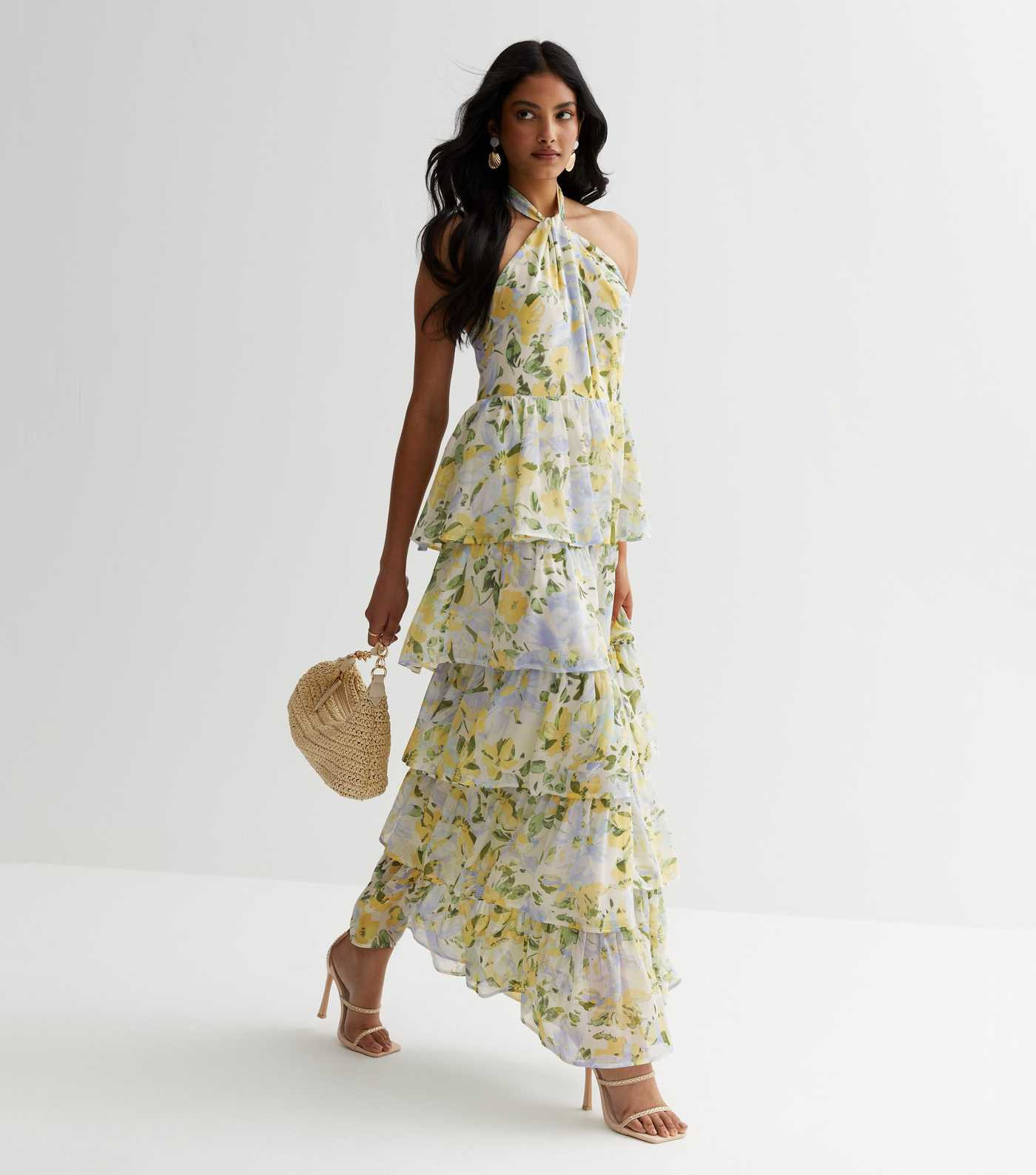 Off White Floral Tiered Halter Maxi Dress
						
						Add to Saved Items
						Remove from Saved... | New Look (UK)