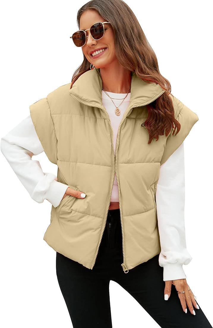 Kissonic Women's Winter Puffer Vest, Lightweight Sleevless Padded Vest Crop Puffy Gilet Outwear w... | Amazon (US)