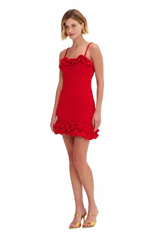 PatBO Papillon Jacquard Flutter Mini Dress in Red at Nordstrom, Size Medium | Nordstrom