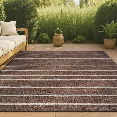 JONATHAN Y Colonia Berber Stripe Brown/Beige 8 ft. x 10 ft. Indoor/Outdoor Area Rug, Non-Shedding, Easy-Clean | Target