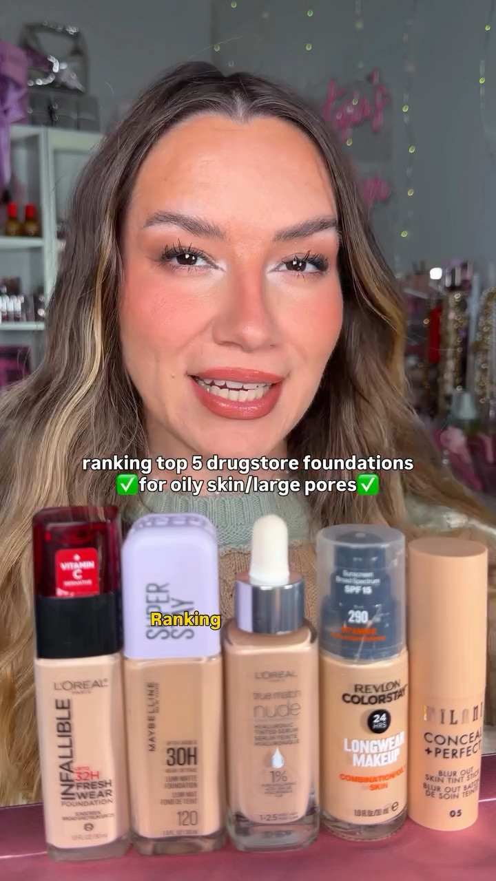 RANKING TOP 5 affordable foundations✅ for oily skin/acne/large pores/ skin texture 

Which one is your favorite?

#bestfoundation #foundation #acneproneskin #maybelline #loréal #milanicosmetics #revlon #oilyskinfoundation

#LTKHoliday #LTKBeauty #LTKGiftGuide