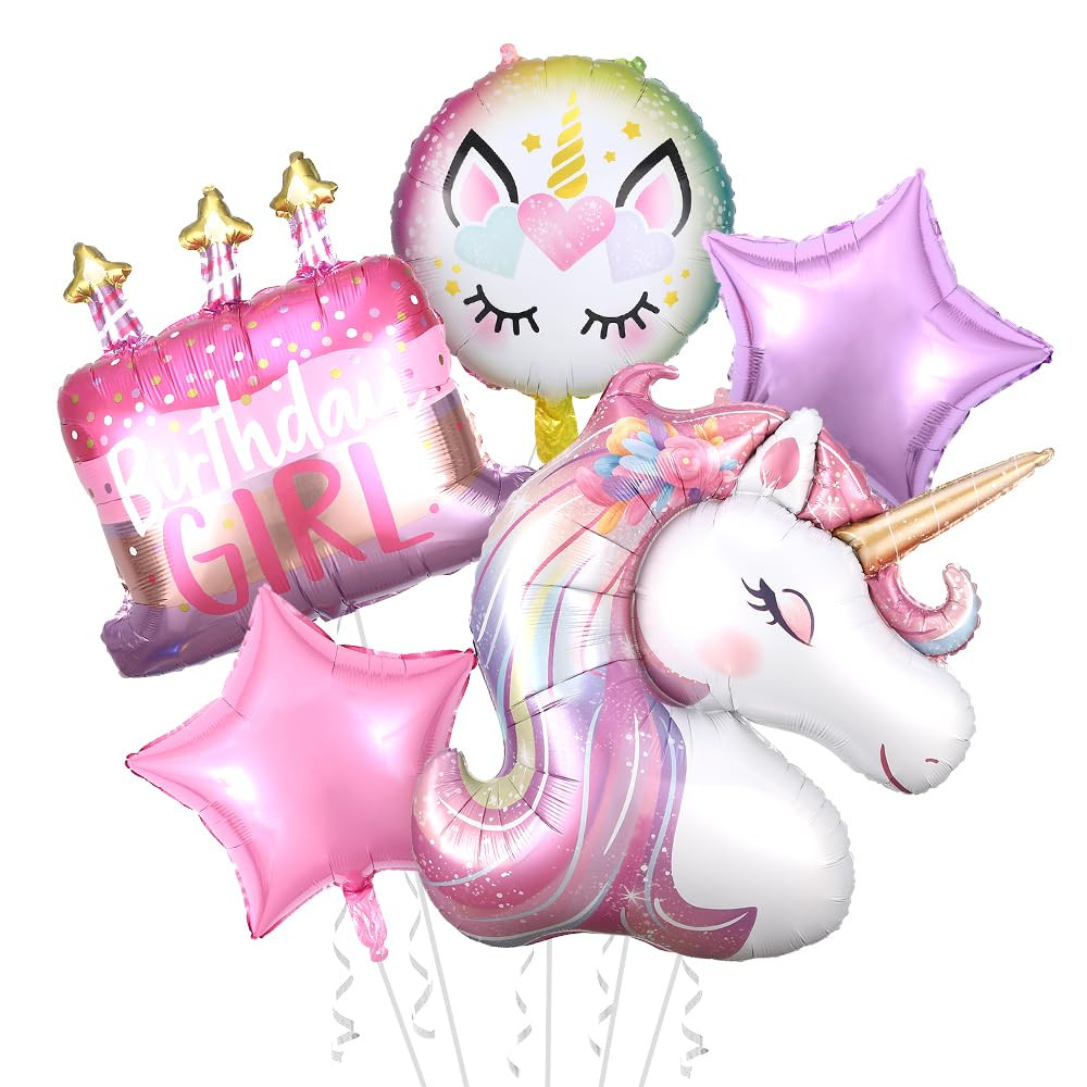 5 Pcs Unicorn Balloons - Unicorn Party Decorations 3D Birthday Decorations for Girls Foil Balloon... | Amazon (US)