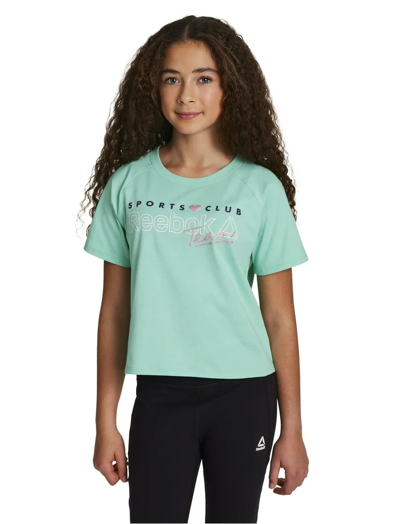 Reebok Girl’s Athletic Boxy Short Sleeve Graphic T-Shirt, Sizes 4-18 | Walmart (US)