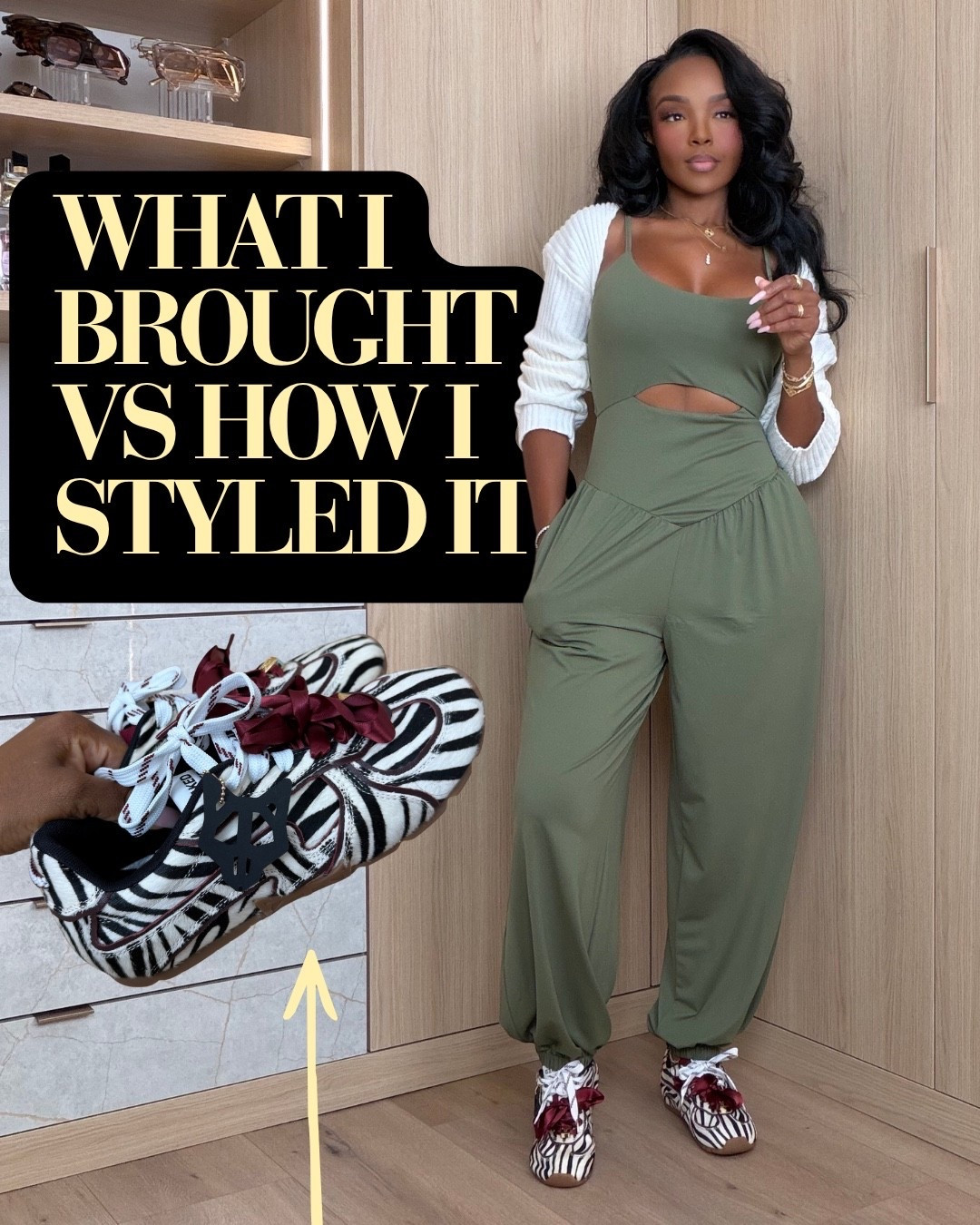Scroll to shop! ✨ Everything from this look is linked below. 👇🏽

What I bought vs. how I styled it 👀 The easiest way to make a simple outfit feel intentional? Start with a comfy olive green set and let the SHOES do the talking. These statement sneakers completely transformed the look. 🌿👟

olive green matching set, green two piece set, olive green pants outfit, casual matching set women, statement sneakers women, printed sneakers outfit, sneaker outfit women, how to style statement sneakers, elevated casual outfit, comfy chic outfit, casual fall outfit, travel outfit women, everyday outfit inspiration, sporty chic outfit, kirasfashionfinds

Wearing: Size Small | 5’4” | 140 lbs | 34D-27-40

Download the FREE LTK app & follow @kirasfashionfinds

#LTKPetite #LTKShoeCrush #LTKSeasonal