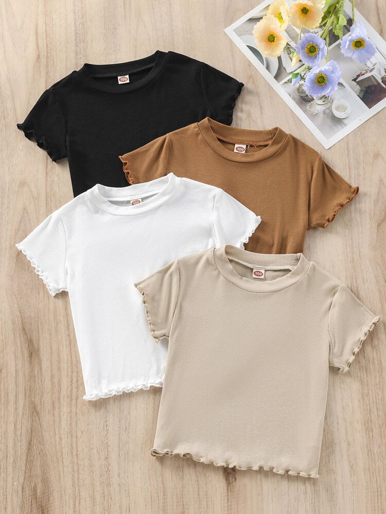 Toddler Girls 4pcs Lettuce Trim Tee | SHEIN