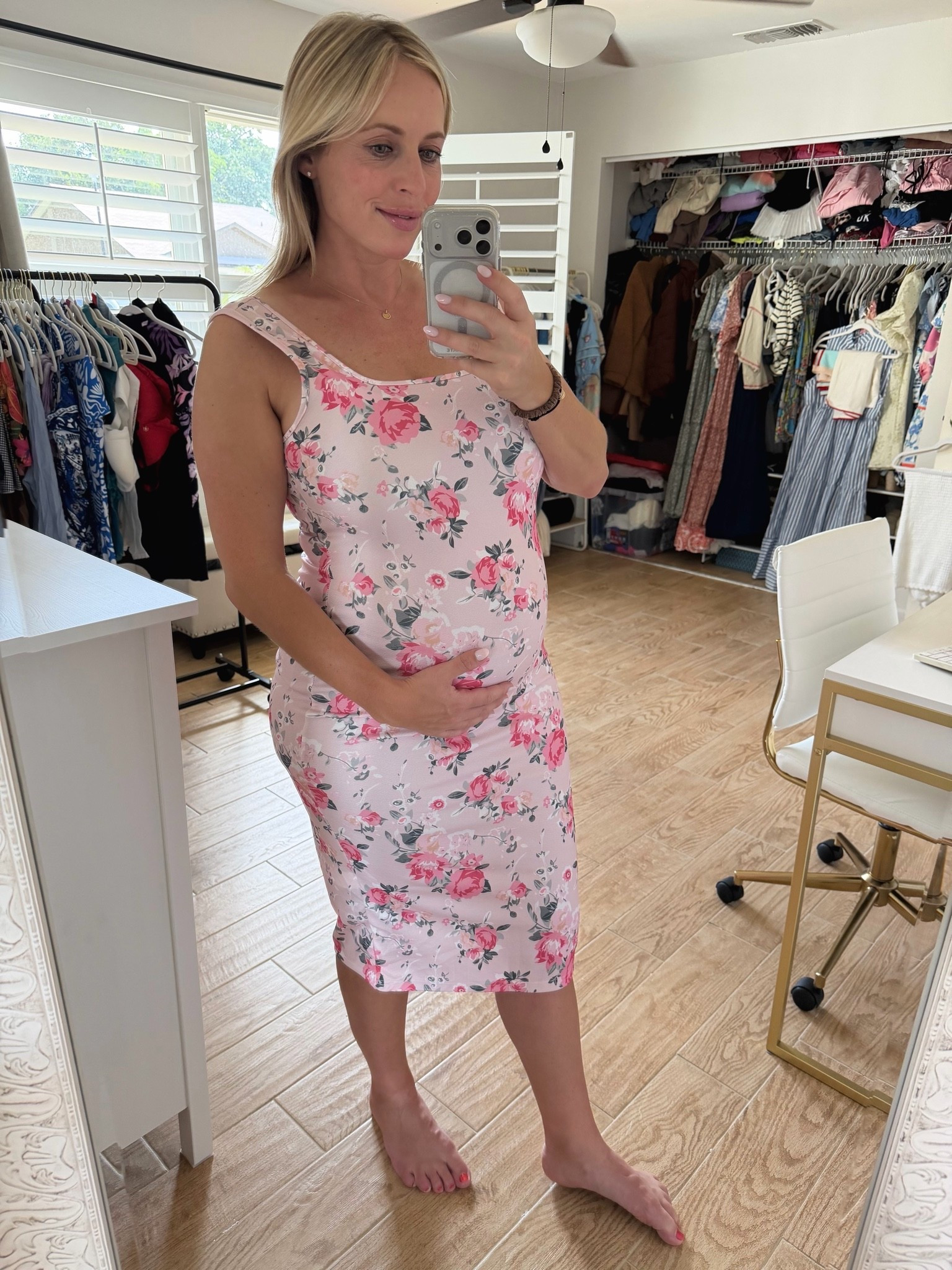 Summer dress. Floral dress. 24 weeks pregnant, wearing XL

#LTKBump #LTKMidsize #LTKSeasonal