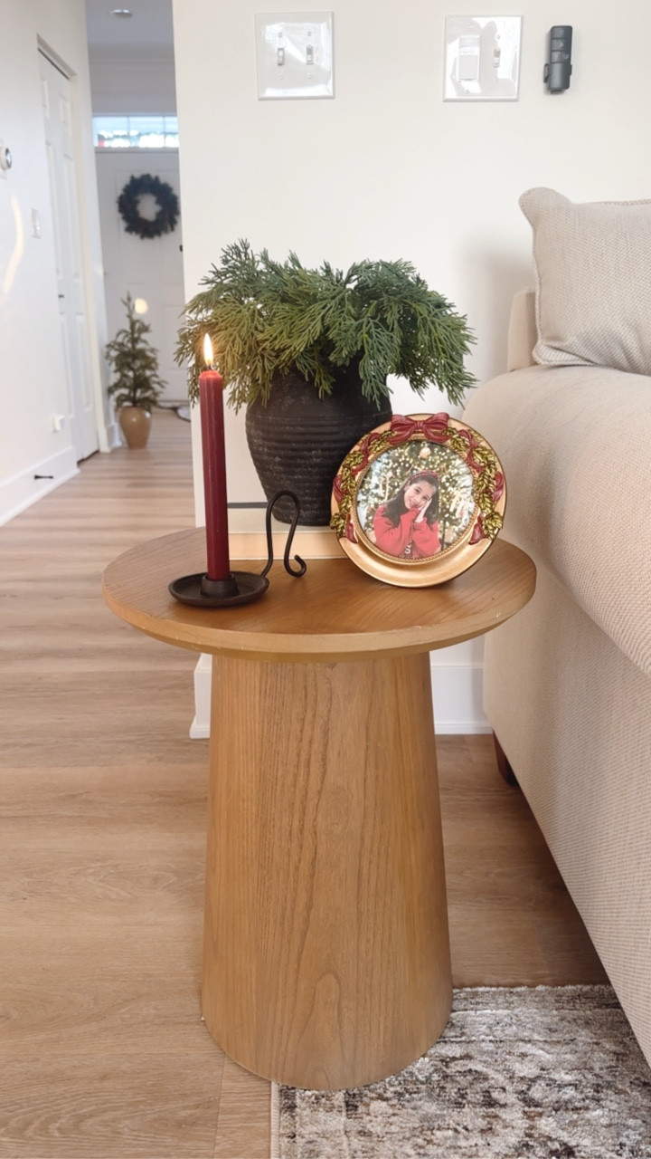 Simple side table styling for Christmas 🕯️✨

#LTKHoliday #LTKHome #LTKSeasonal
