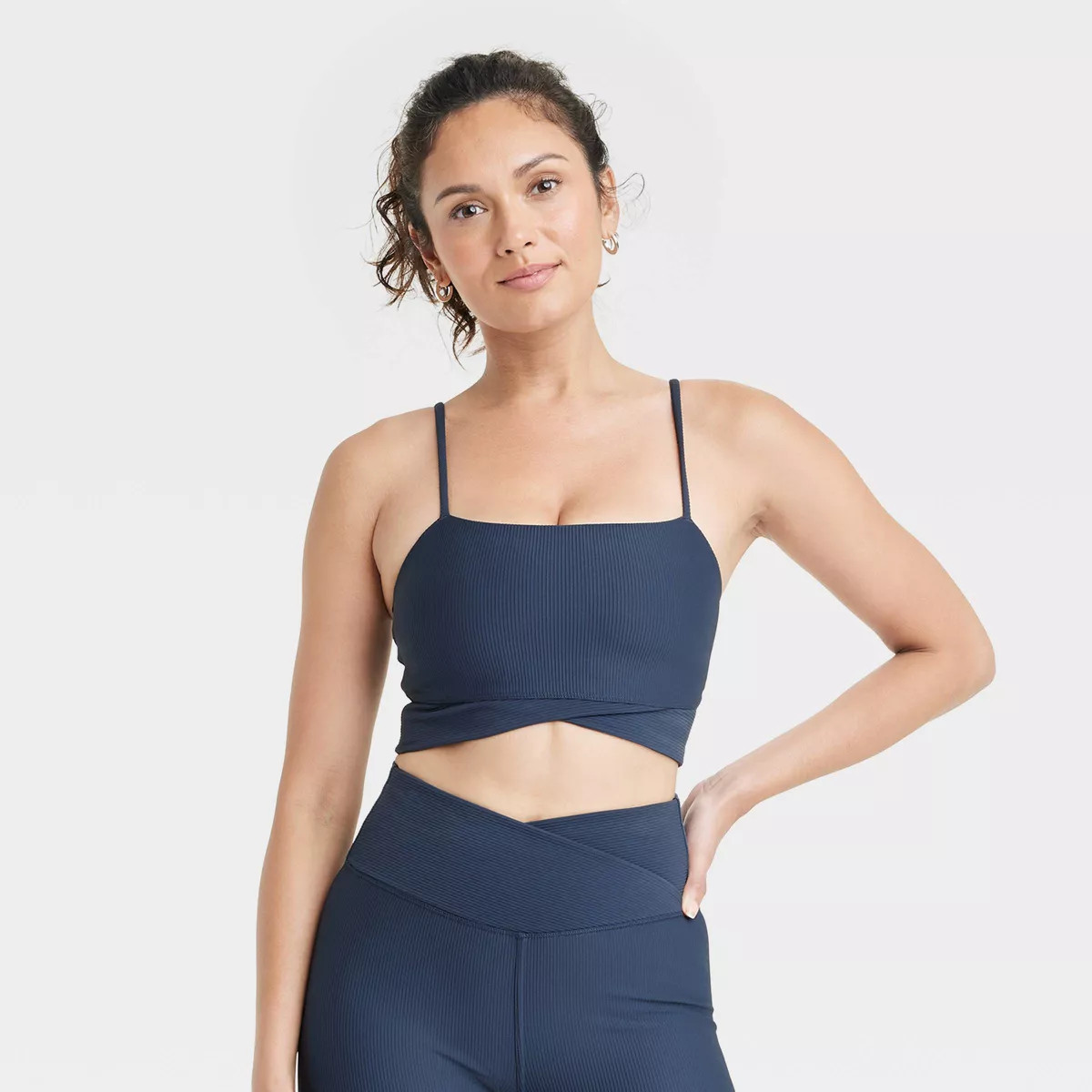 Women's Light Support Ribbed Sports Bra - All In Motion™ Dark Blue XS | Target