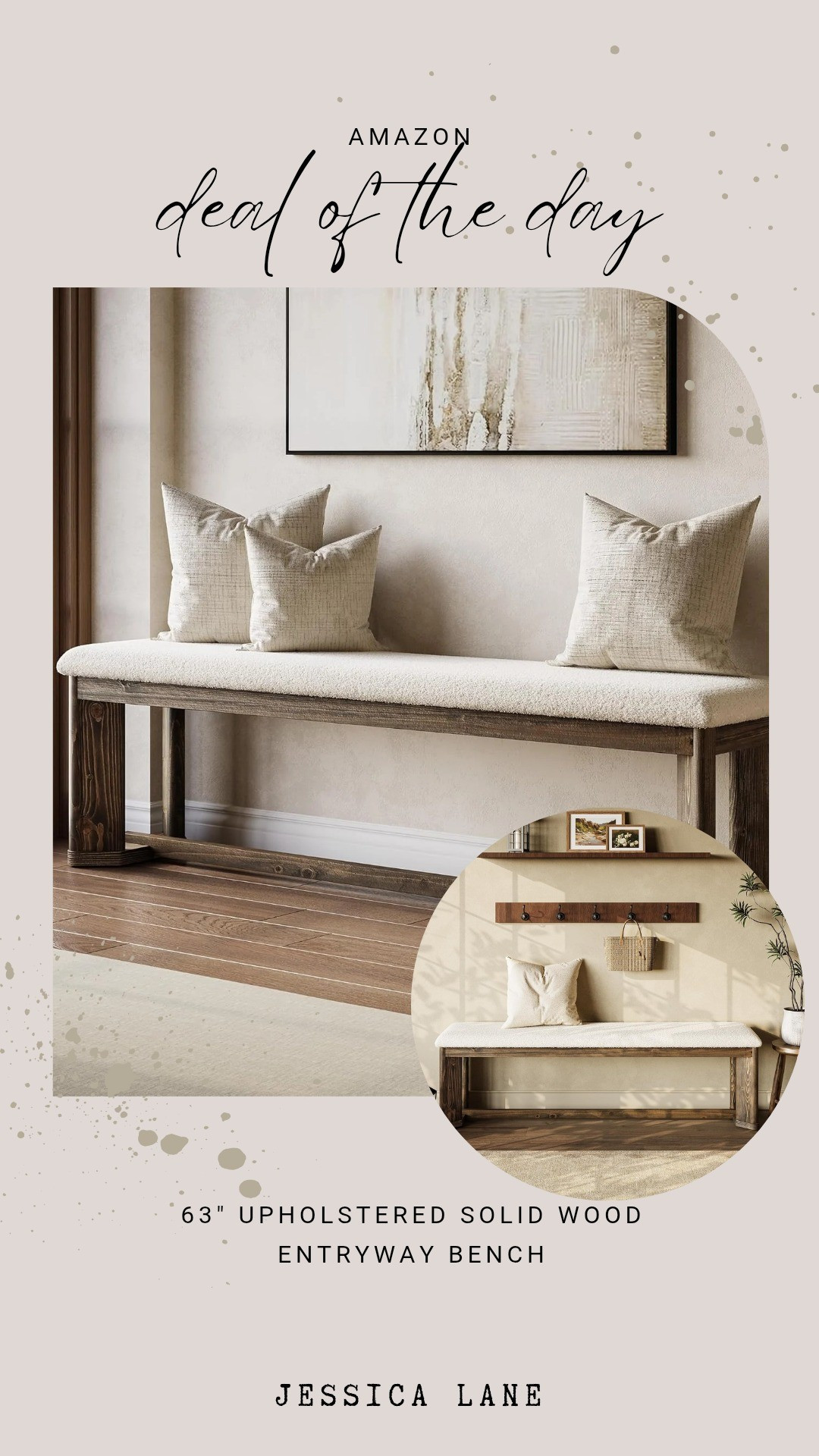 Add both style and function to your entryway with this stunning 63" upholstered solid wood bench. It provides the perfect neutral seating option for any hallway or foyer.#entrywaydecor #homedesign #furniturefinds #amazonhome

#LTKSaleAlert #LTKHome