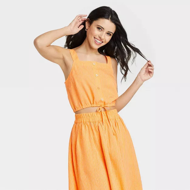 Women's Tie-Front Apron Tank Top - A New Day™ | Target