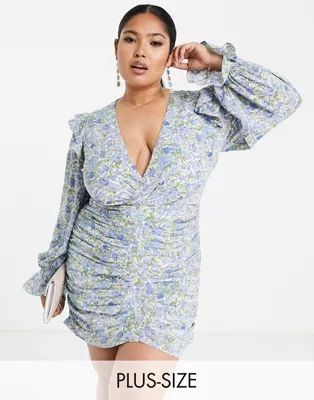 Lavish Alice Plus gathered sleeve mini dress in floral | ASOS (Global)