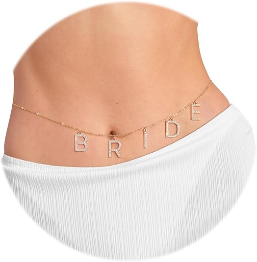 xo, Fetti Bride Body Chain, Bachelorette Party Belly Chain, Bride to Be Gift, Adjustable, Non-Pre... | Amazon (US)