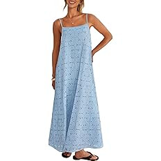MEROKEETY Women's Summer Spaghetti Straps Sundress 2026 Casual Sleeveless Floral Lace Eyelet Boho... | Amazon (US)