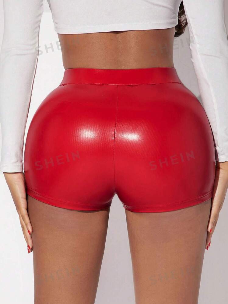 SHEIN SXY Solid PU Leather Shorts | SHEIN