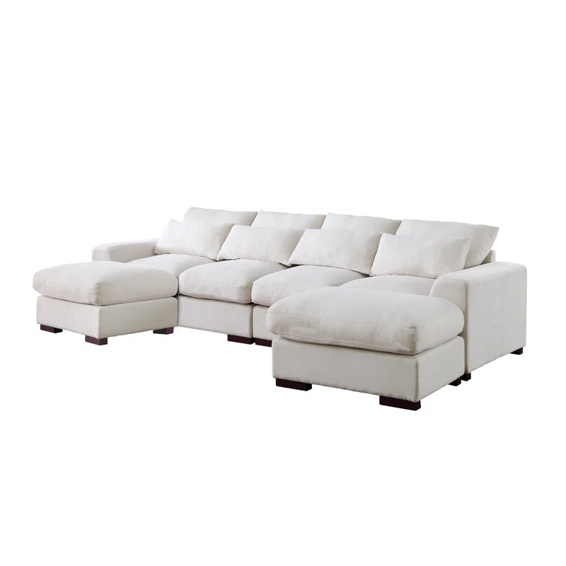 Biaggio Linen Blend Sectional with 2 Ottomans | Wayfair North America