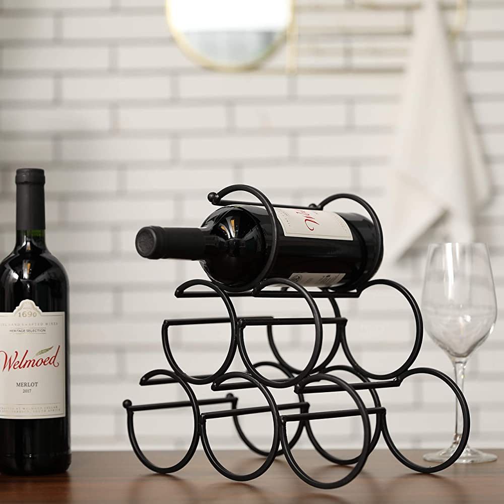 JHY DESIGN Iron Tabletop Wine Rack 11.5''x6''x10.5'' Rustic Wine Bottle Rack Storage Wine Shelf F... | Amazon (US)