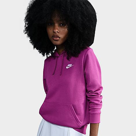 Nike Women's Sportswear Club Fleece Pullover Hoodie in Hot Fuchsia/White Size: XS | Finish Line (US)