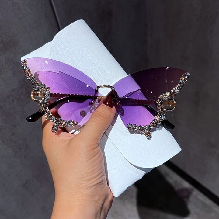 1pc Women's Oversized Butterfly Shaped Luxury Sunglasses With Hand-set Rhinestones | SHEIN