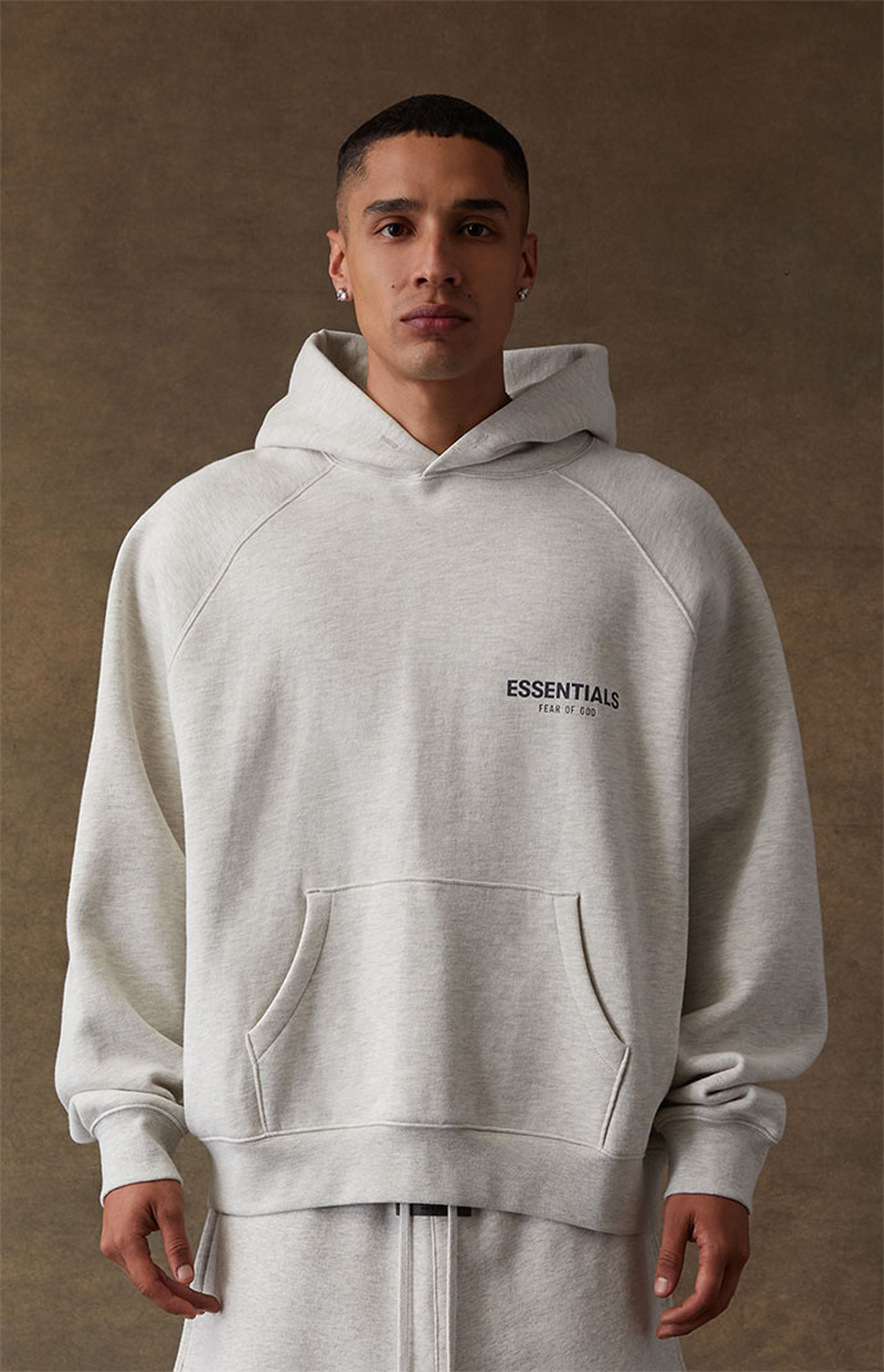 Fear of God Essentials Light Oatmeal Hoodie | PacSun