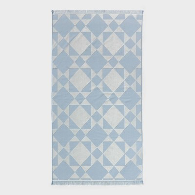 40"x72" Block Quilt Textured Oversized Beach Towel Blue - Threshold™ | Target
