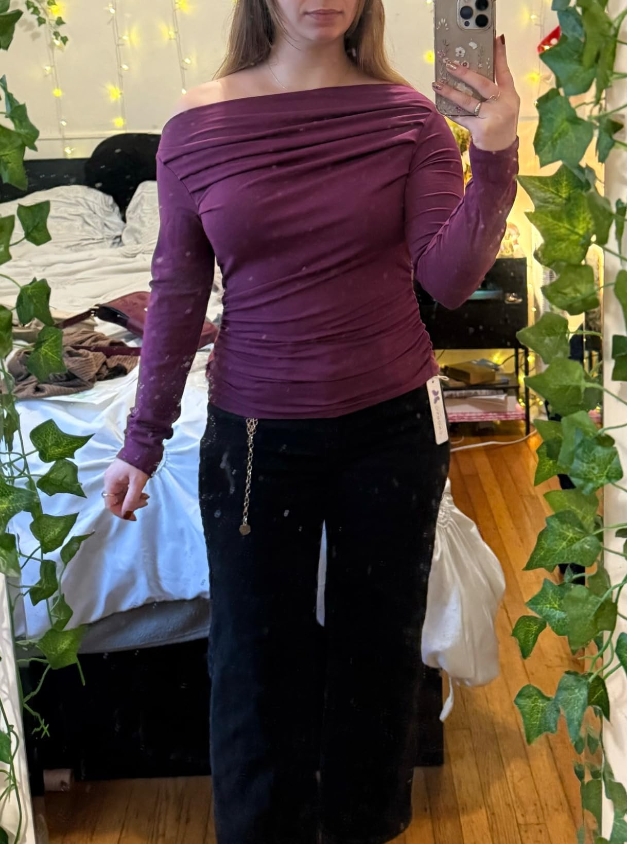 Darong Women's Casual Long Sleeve Boat Neck Off Shoulder Slim Fit Crop Top Going Out Blouses Y2K ... | Amazon (US)