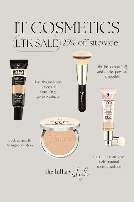 It Cosmetics is having a Sale through LTK!  These are a few of my favorite products of theirs! 

Take 25% Off Sitewide from 3/9-3/12! 

It Cosmetics, It Cosmetics Sale, LTK Sale, LTK Spring Sale, LTK On Sale, LTK Makeup On Sale, Makeup On Sale, Cosmetics Sale, Cosmetics, CC+ Cream, Foundation, My Makeup, In My Home, Spring Sale, Makeup Brush, Undereye Cream, Beauty Sale, LTK Beauty, Concealer, Top Picks

#LTKSale #LTKbeauty #LTKsalealert
