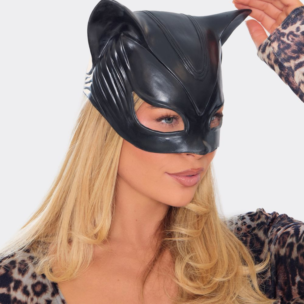 Cat Ears Head Mask In Black Faux Leather | EGO (UK)