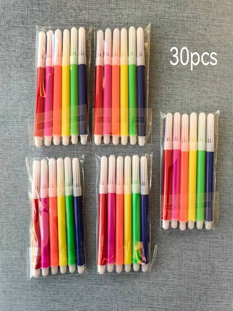 30pcs/Set Mini Marker Pens, 6/12 Colors, Portable, Suitable For Painting, Coloring, Marking, And Note-Taking | SHEIN