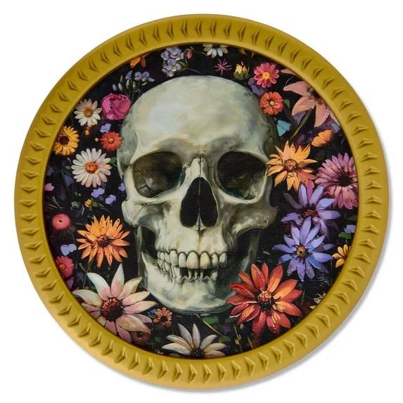 Skull & Flowers Framed Tabletop Decor, Multicolor, 9.5", Halloween by Way To Celebrate | Walmart (US)