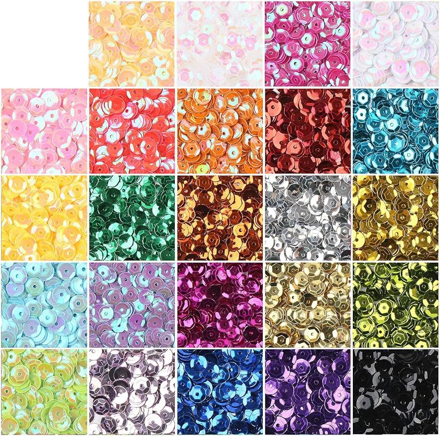 CCINEE Loose Sequins,Bulk 24 Rainbow Round Cup Sequins for Sewing Craft Nails Decorations,16000PC... | Amazon (US)