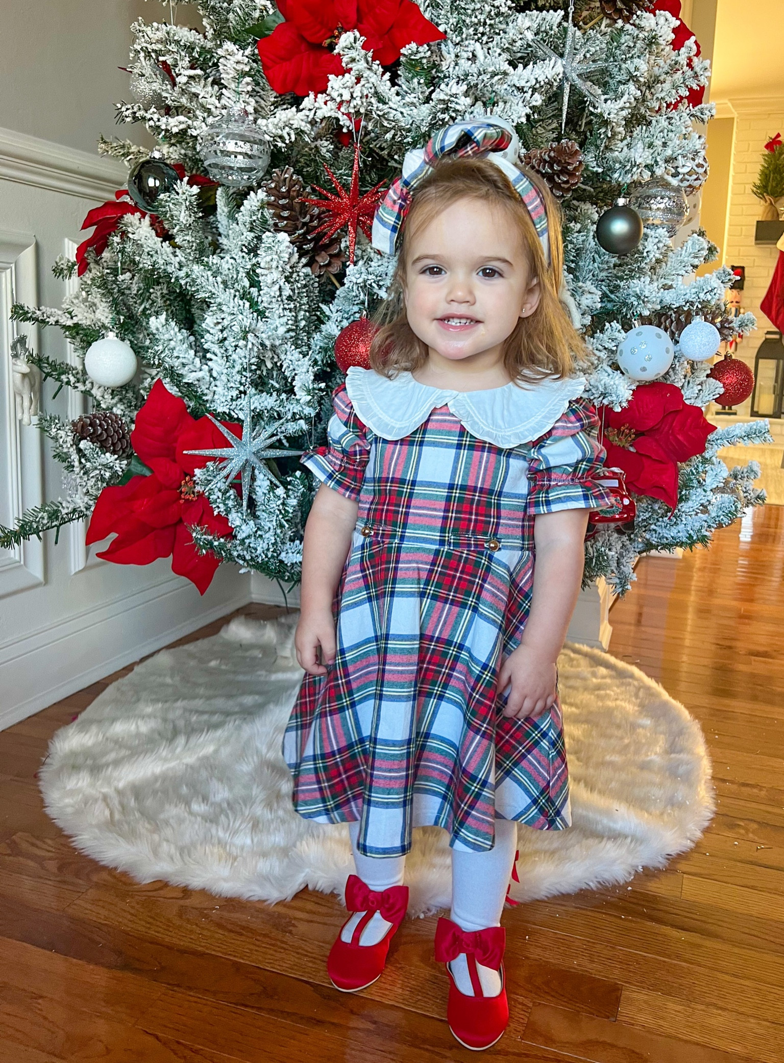 white christmas dresses Little Threads Smocked Christmas Wreath Dress Set main image 0