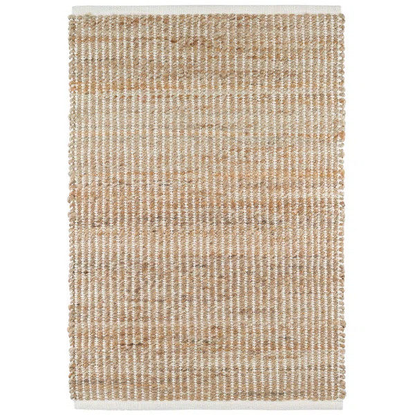 Gridwork Striped Handmade Flatweave Ivory/Brown Area Rug | Wayfair North America